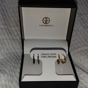 Giani Bernini Sterling Silver Hoops & 18 KG & Sterling Silver Hoop Earrings